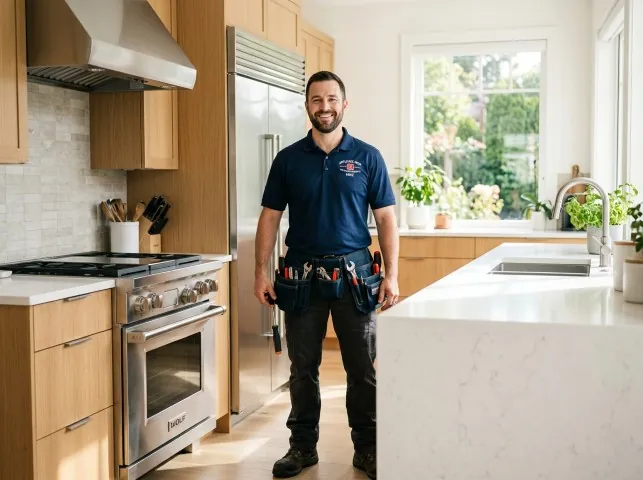 Appliance Repair Hero technician in a Ashaway, RI kitchen after an appliance repair